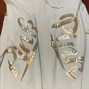 PINK Victoria's Secret Cream Hoodie with Gold Sequins. Worn 3 Times.